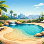 Beach Entry Pool Design for Las Vegas Backyards