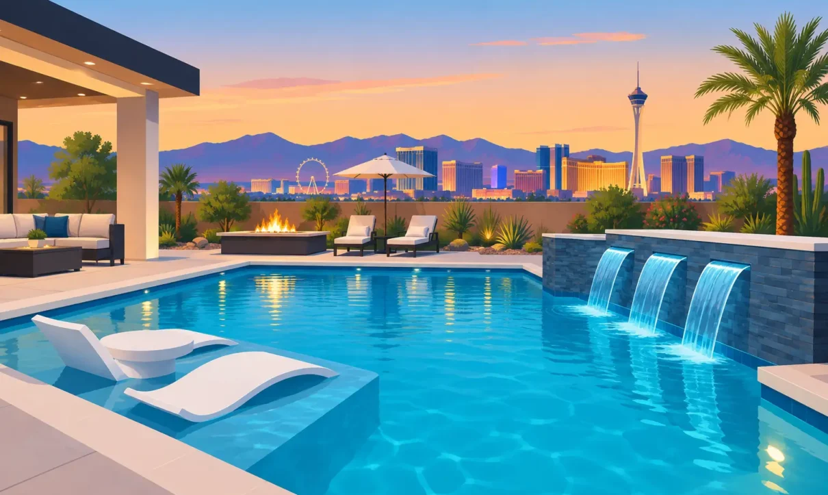 Custom Pool Features That Transform Las Vegas Yards