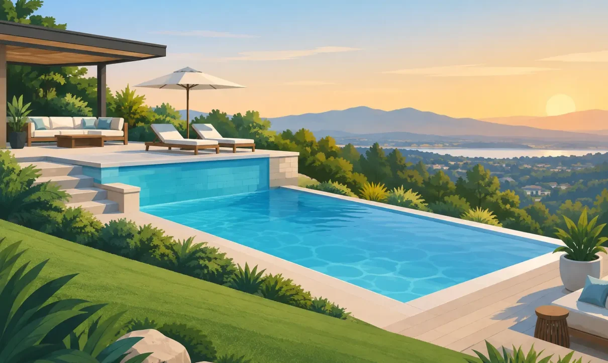 How a Sloped Yard Pool Becomes a Retreat