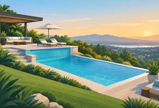 How a Sloped Yard Pool Becomes a Retreat